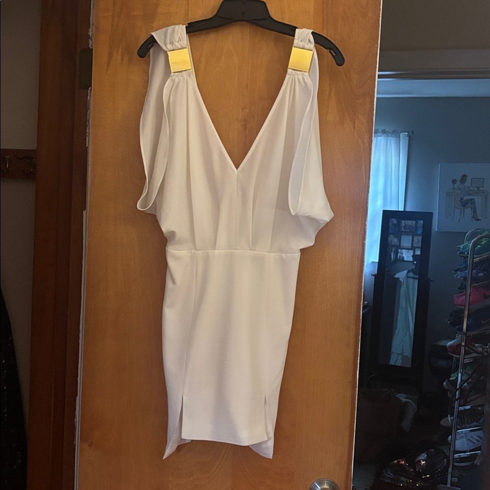 Finders Keepers White Dress with Gold Accents